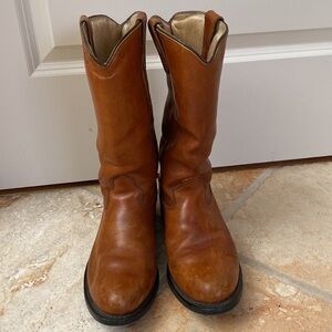 Double H - Vintage Cowboy Boots Mens Insulated Brown Leather, Round toe, Size 8